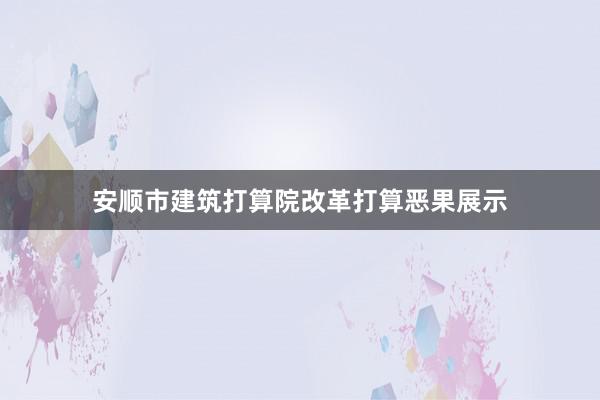 安顺市建筑打算院改革打算恶果展示
